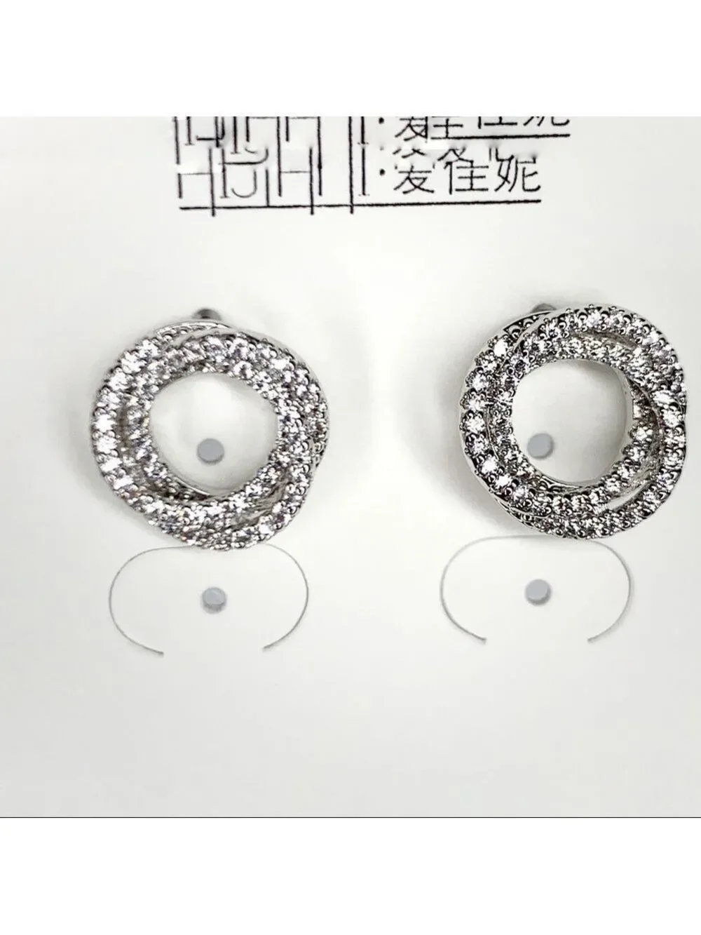 𝅺new STOCK-Pave Zircon Rose shape Silver Earrings